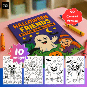 Halloween Friends: Adorable Creepy Creatures Coloring Book For Kid, Children, Halloween Party, PDF printable