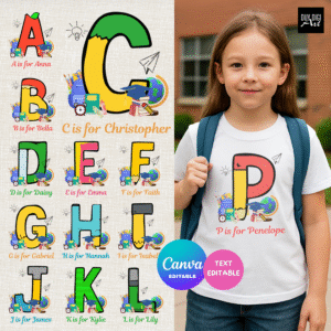 Custom Alphabet Kid/ Boy Girl Name For School
