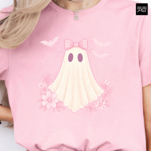 Halloween Bridal Ghost with ribbon cute pinky tshirt PNG