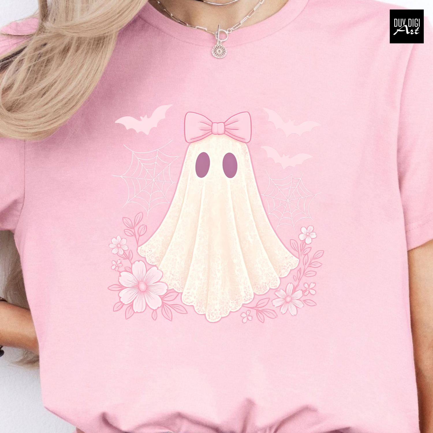 Ghost Girl - Banner1 Halloween Bridal Ghost with ribbon cute pinky tshirt PNG