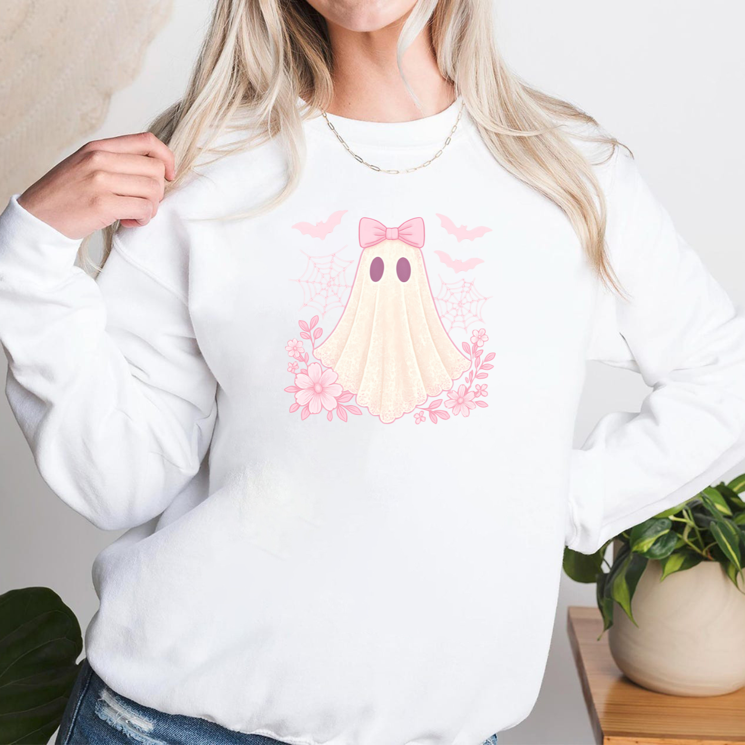 Ghost Girl - Banner2 Halloween Bridal Ghost with ribbon cute pinky tshirt PNG