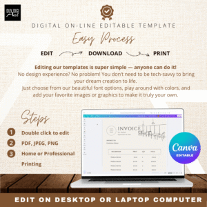 Restaurant Invoice Template, Printable Invoice, Order Form, Small Business Form, Minimalist Morden Invoice Instant, Canva Invoice Template