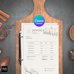 Restaurant Invoice Template, Printable Invoice, Order Form, Small Business Form, Minimalist Morden Invoice Instant, Canva Invoice Template