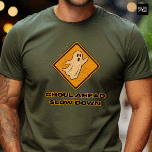 Ghoul Ahead Slow Down Traffic Sign PNG | Halloween Ghost for Driver PNG