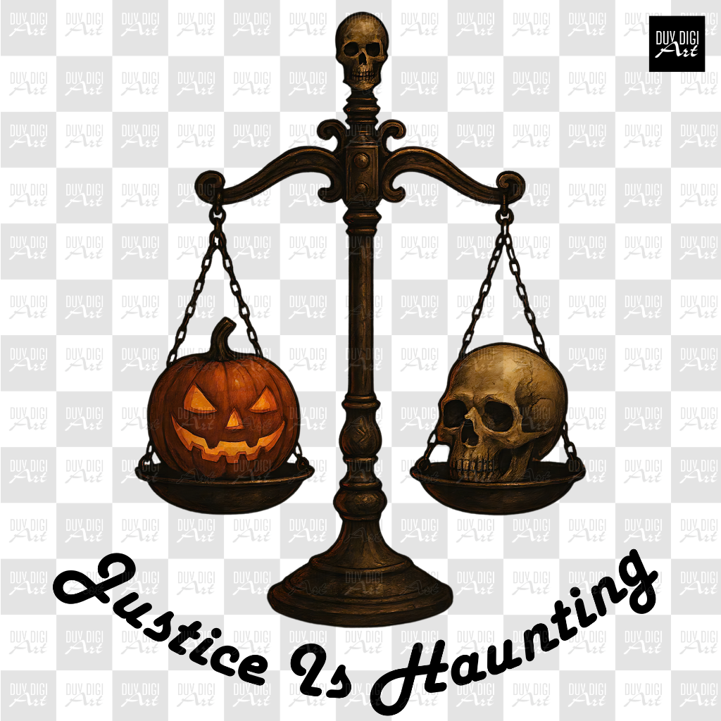 Justice is Hauting - Artwork Watermark Justice is Haunting PNG | Halloween Quote PNG
