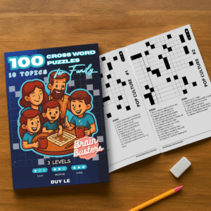 100 Cross Word Puzzles for Family | 10 Topics | 3 Level: Easy-Medium-Hard | Brain Busters